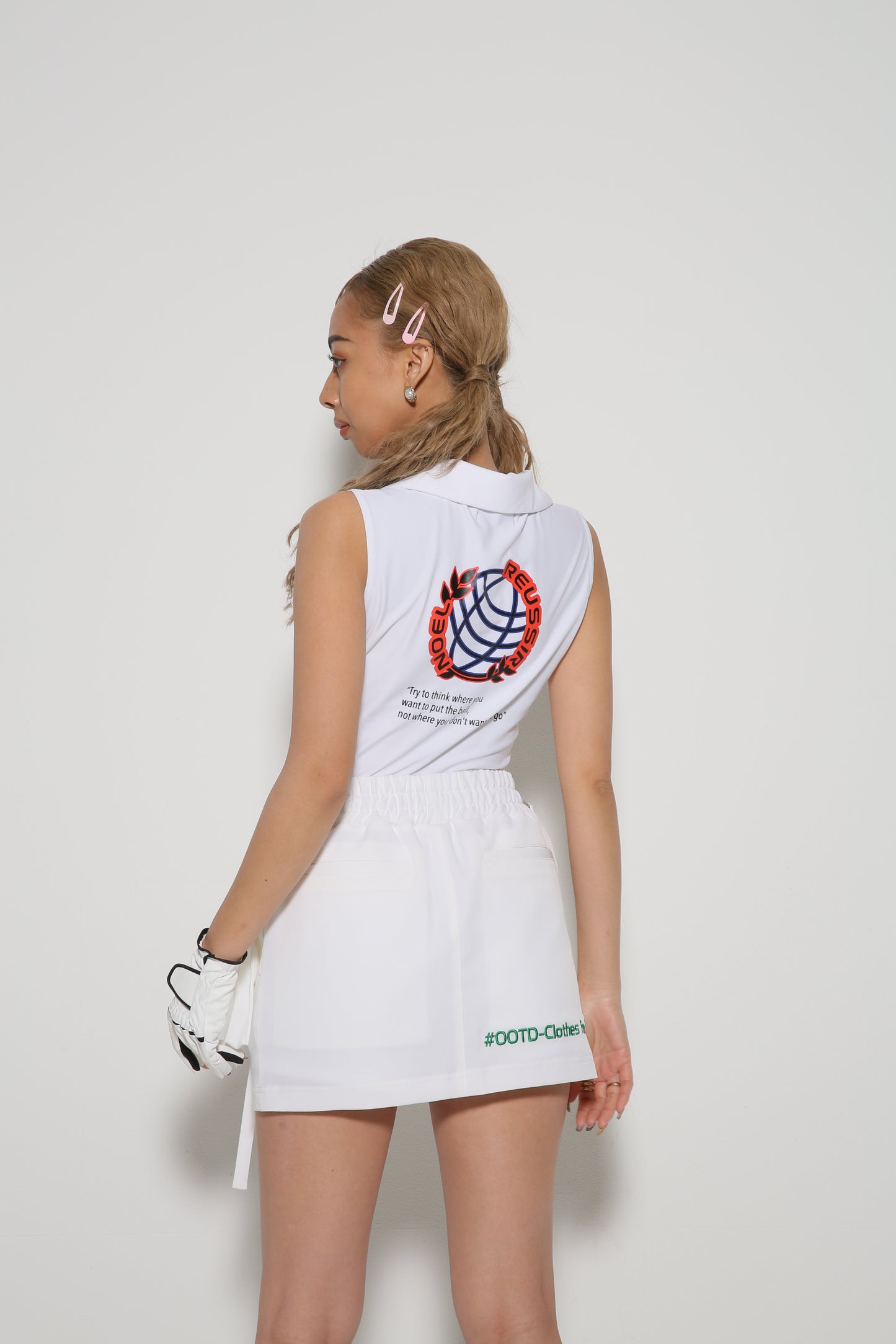 Earth Leaf Open Collar Polo(WHITE)