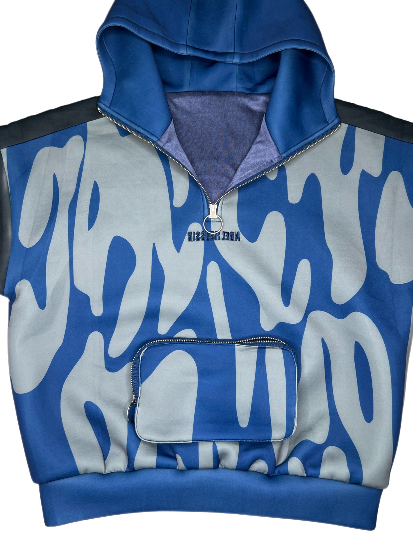 “High Coverage Half-Zip Crazy Pattern Hoodie”