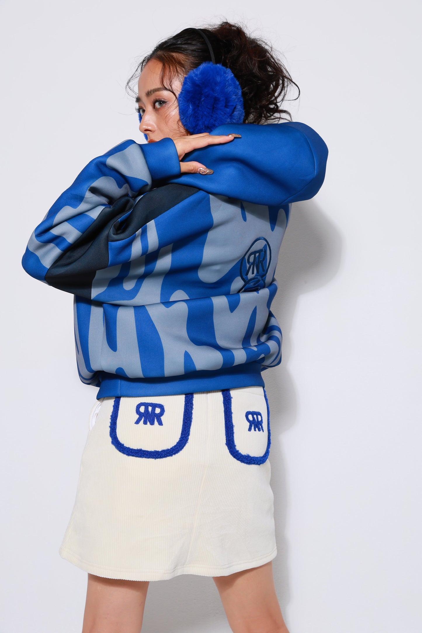 “High Coverage Half-Zip Crazy Pattern Hoodie”