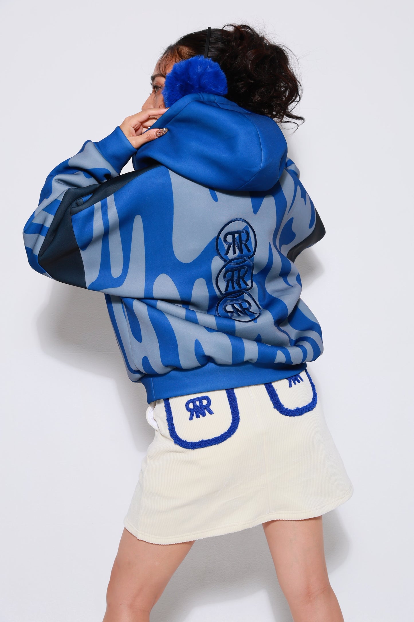 “High Coverage Half-Zip Crazy Pattern Hoodie”