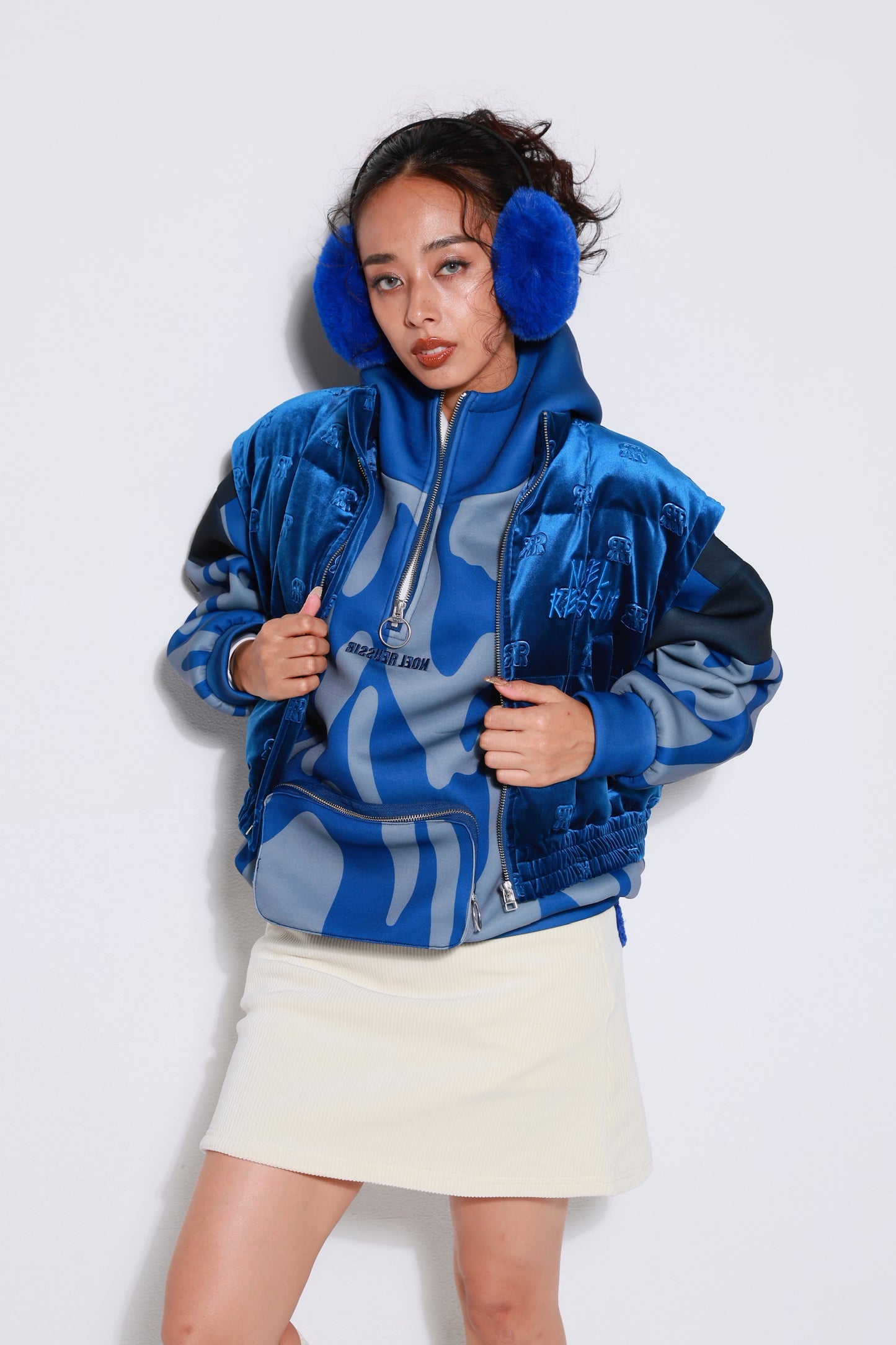 “High Coverage Half-Zip Crazy Pattern Hoodie”