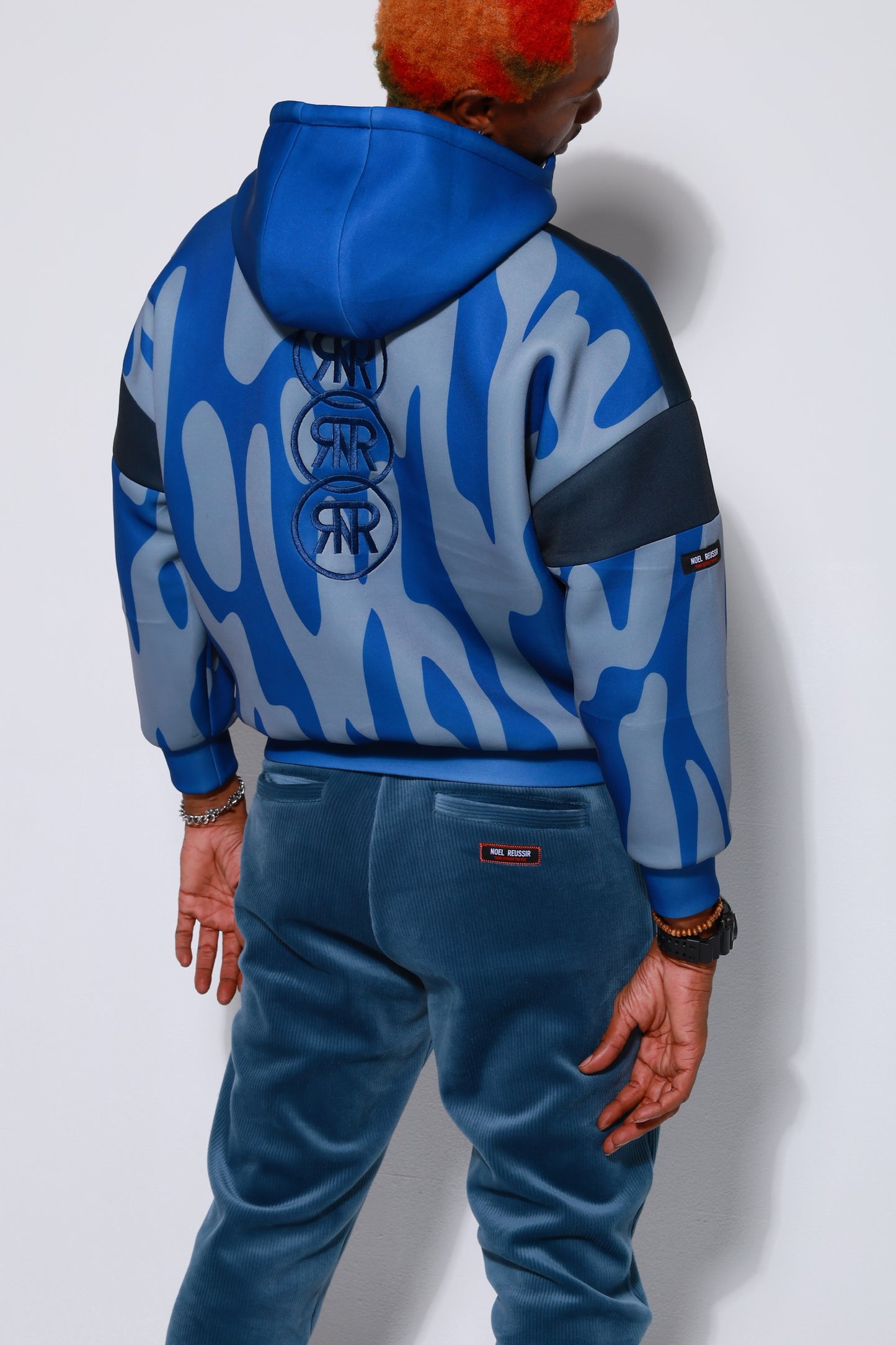 “High Coverage Half-Zip Crazy Pattern Hoodie”