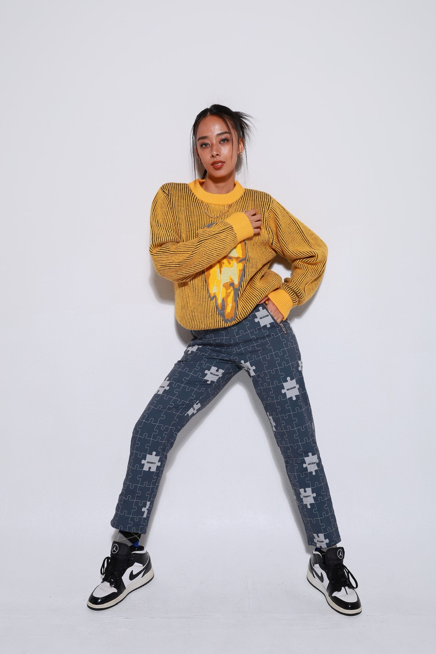 “Puzzle Fleece Lined Long Pants”
