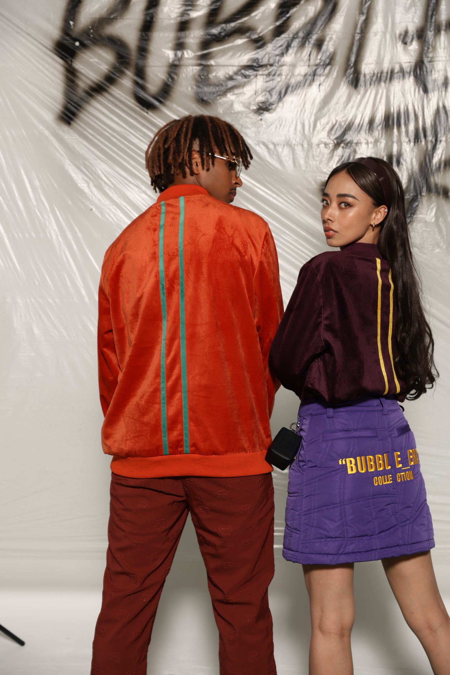 Velour Half Zip Mock Neck(ORANGE)