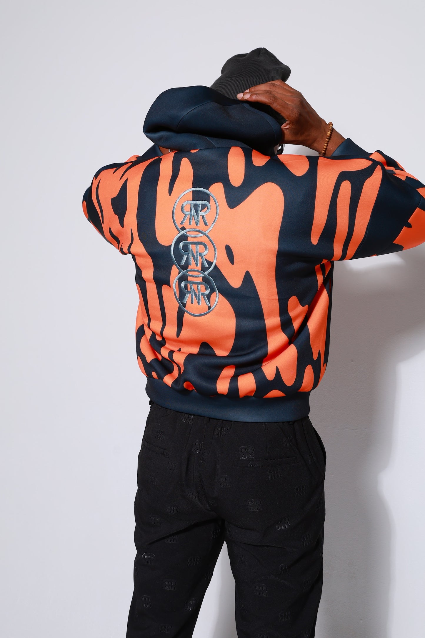 “High Coverage Half-Zip Crazy Pattern Hoodie”