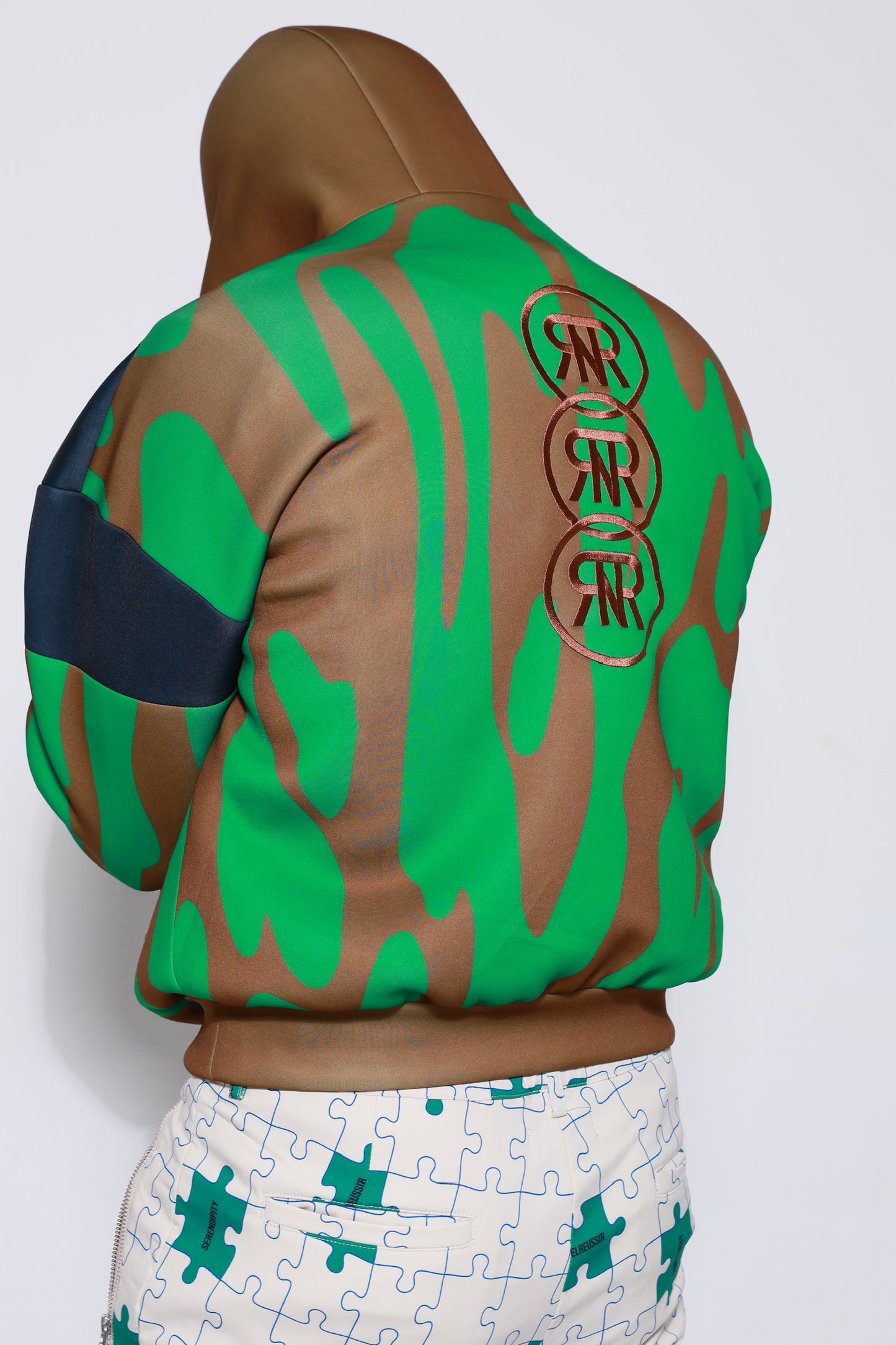“High Coverage Half-Zip Crazy Pattern Hoodie”