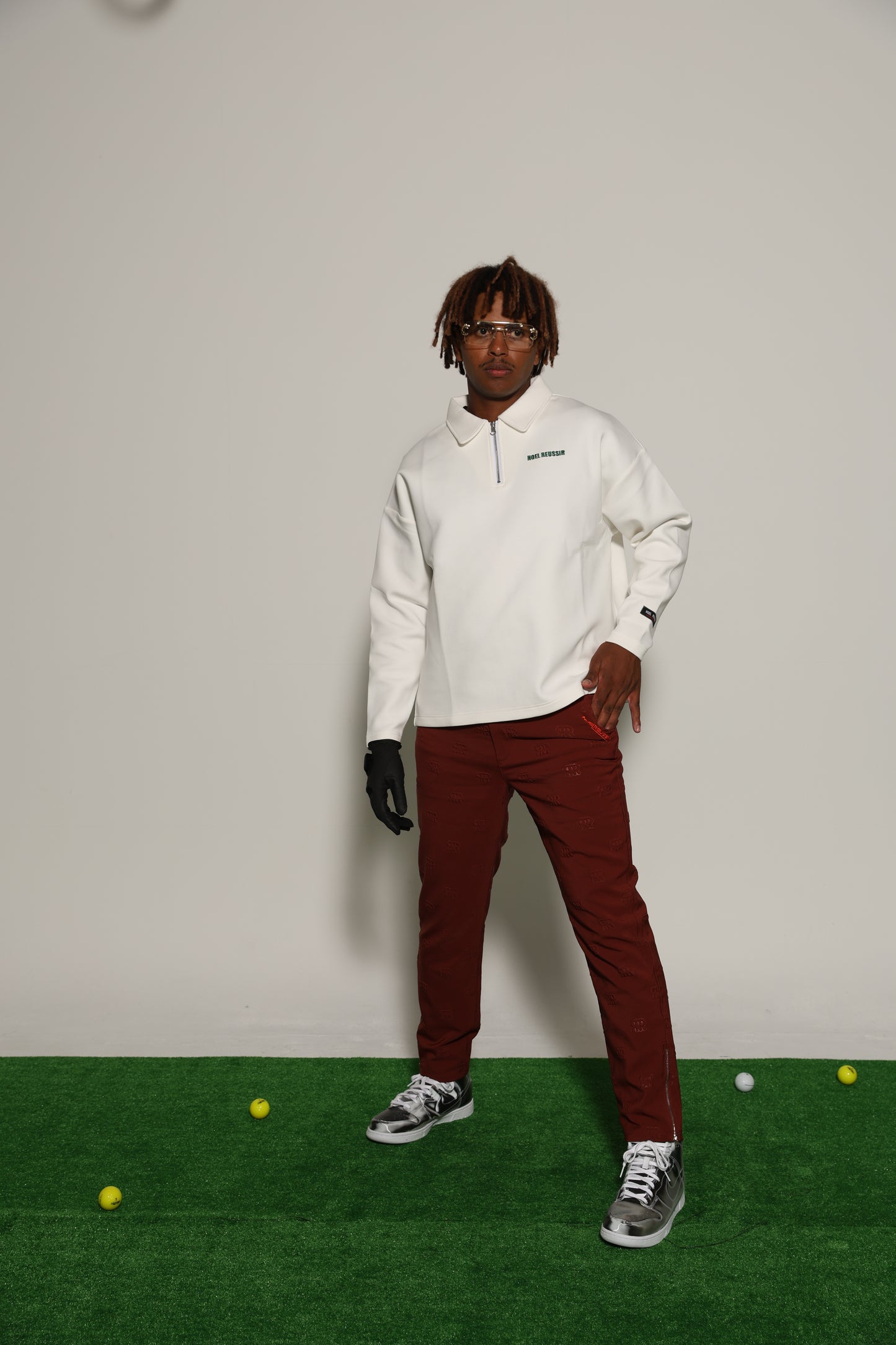 Back Print Half Zip Polo(WHITE)