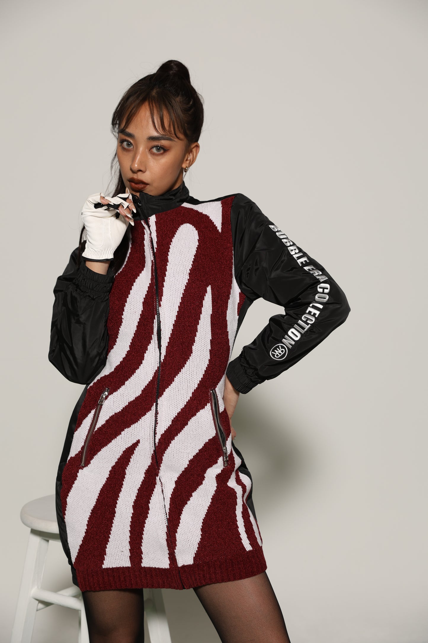 Zip Up Quilting One Piece(BLACK)