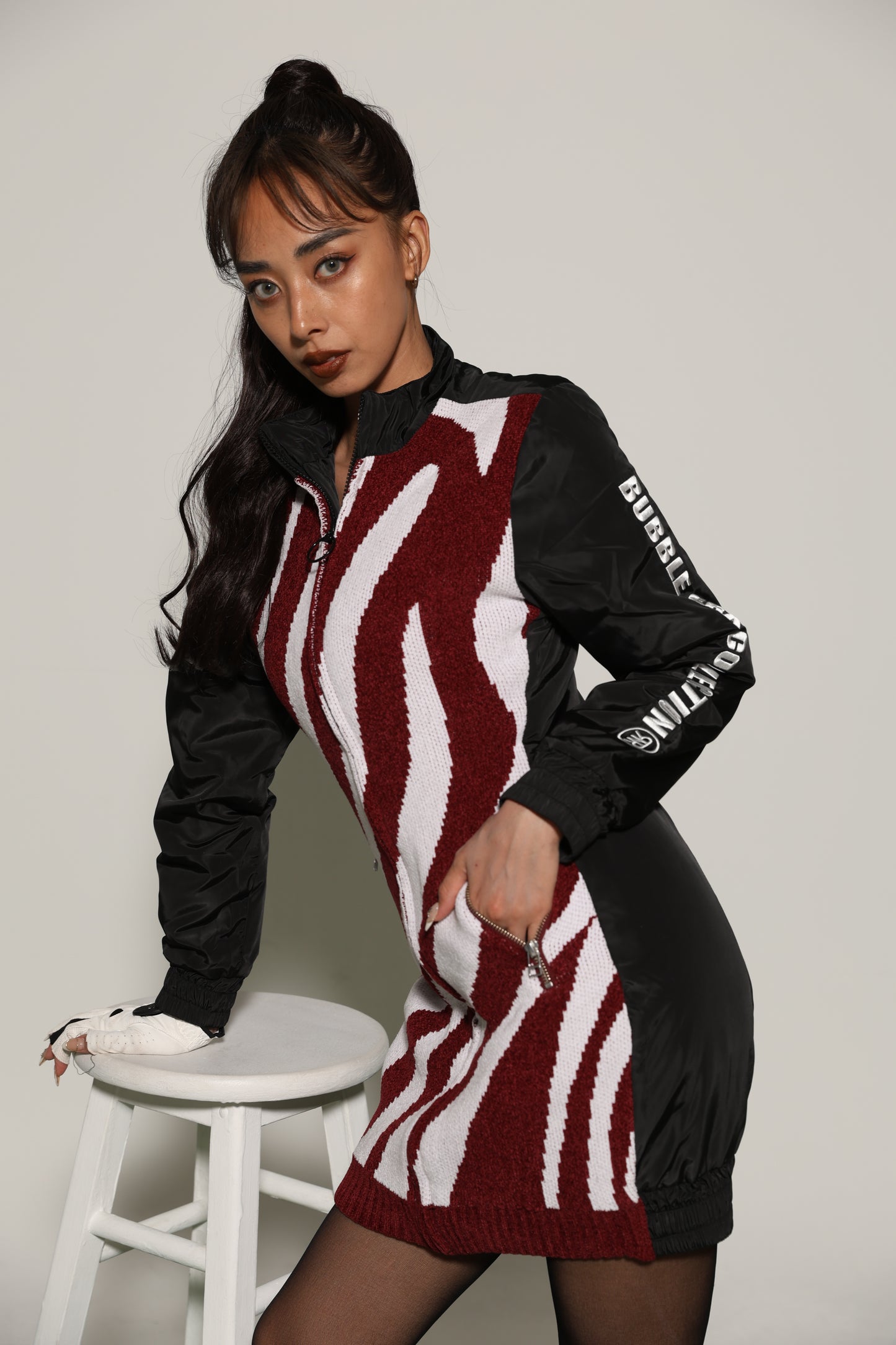Zip Up Quilting One Piece(BLACK)