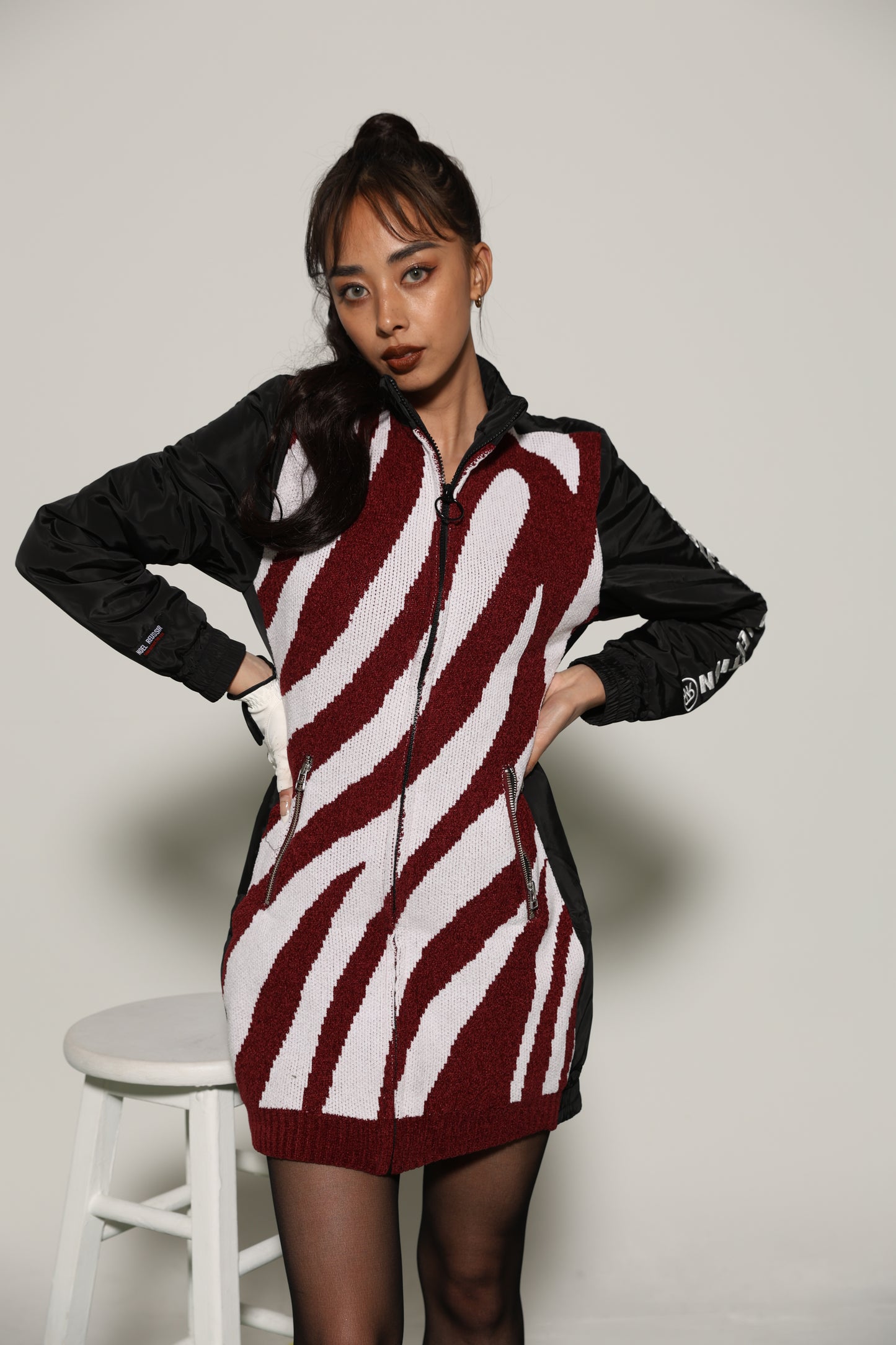 Zip Up Quilting One Piece(BLACK)