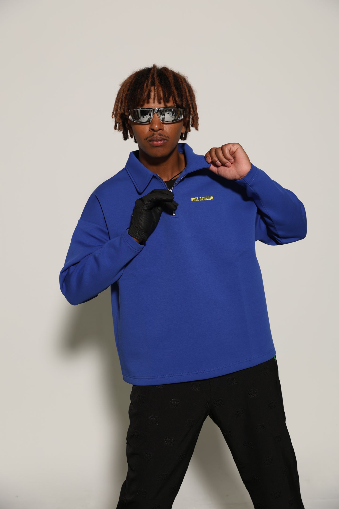 Back Print Half Zip Polo(BLUE)