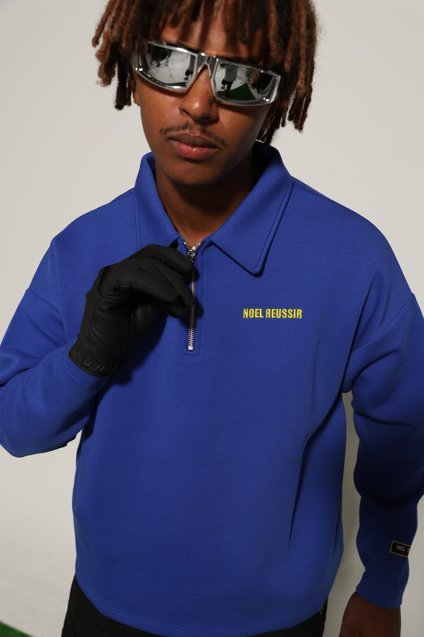 Back Print Half Zip Polo(BLUE)