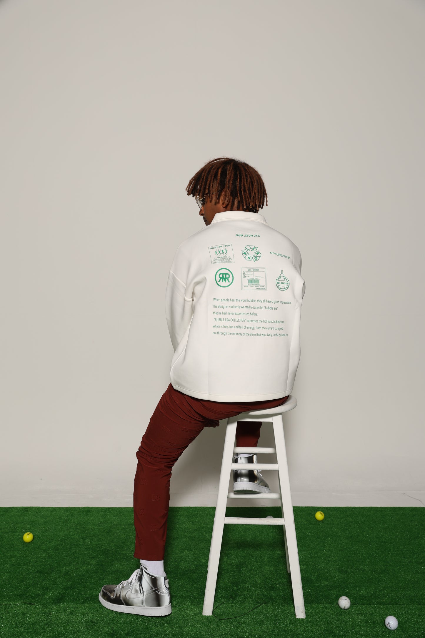 Back Print Half Zip Polo(WHITE)