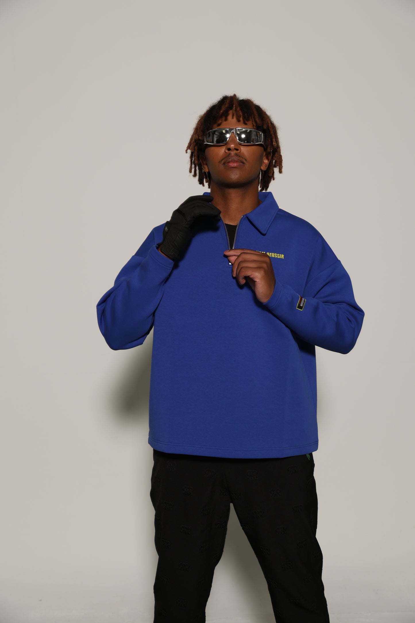Back Print Half Zip Polo(BLUE)