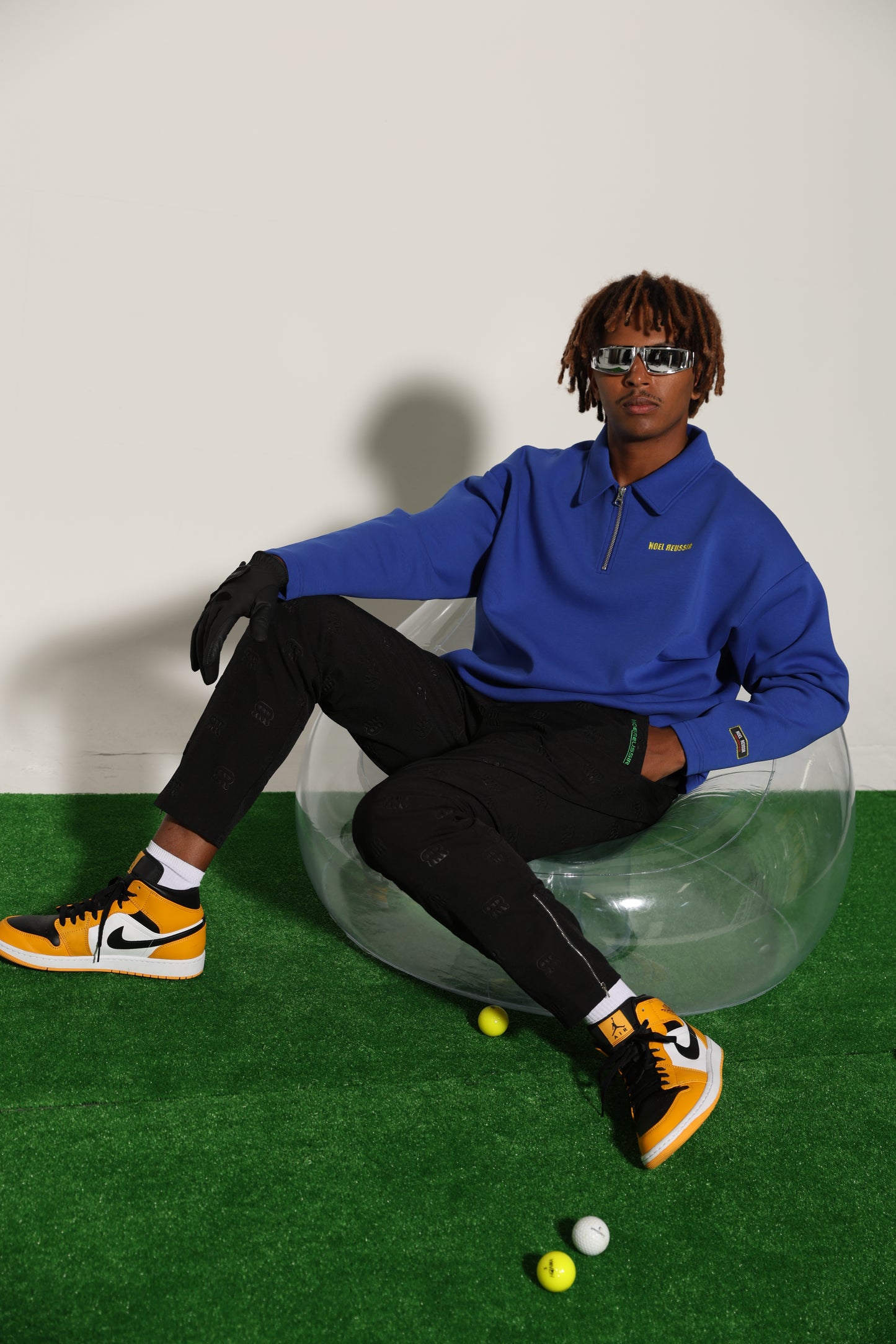 Back Print Half Zip Polo(BLUE)