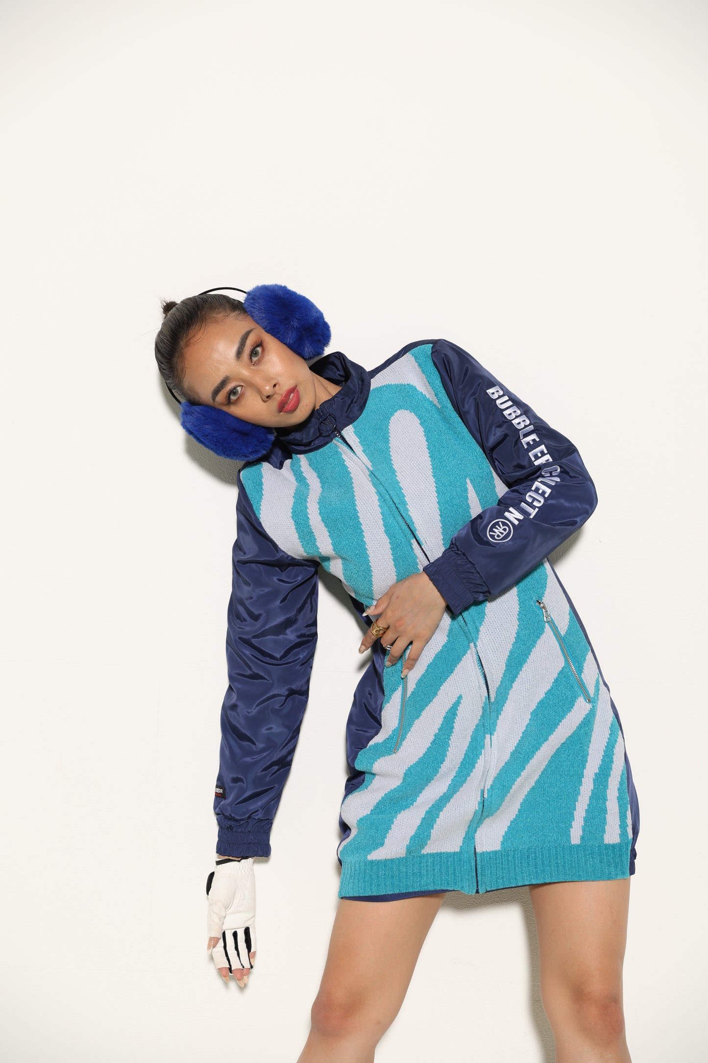 Zip Up Quilting One Piece(BLUE)