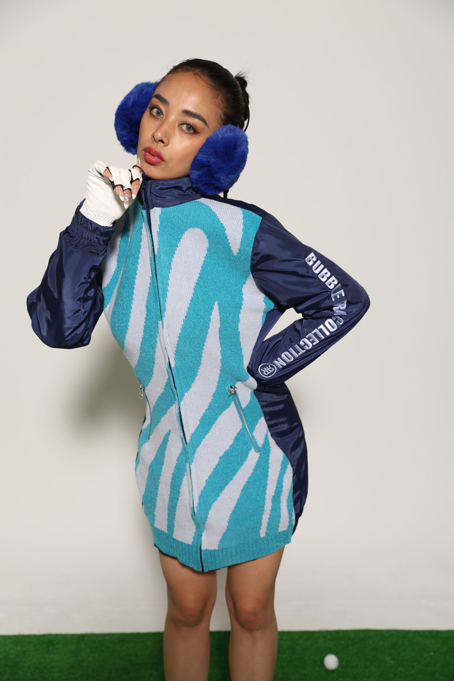 Zip Up Quilting One Piece(BLUE)