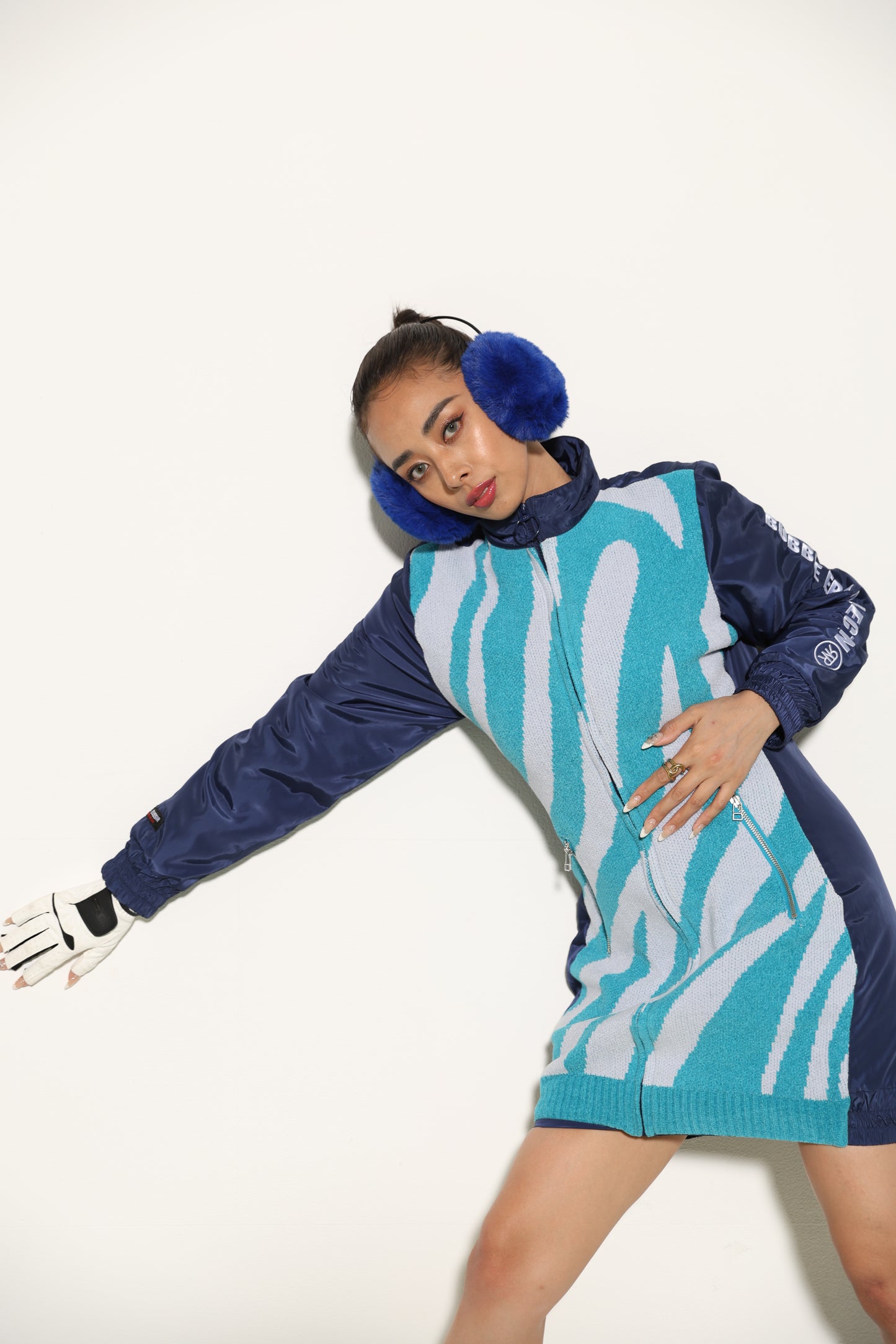 Zip Up Quilting One Piece(BLUE)