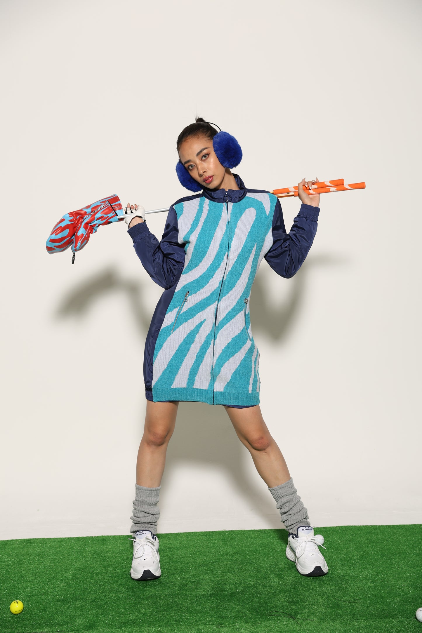 Zip Up Quilting One Piece(BLUE)