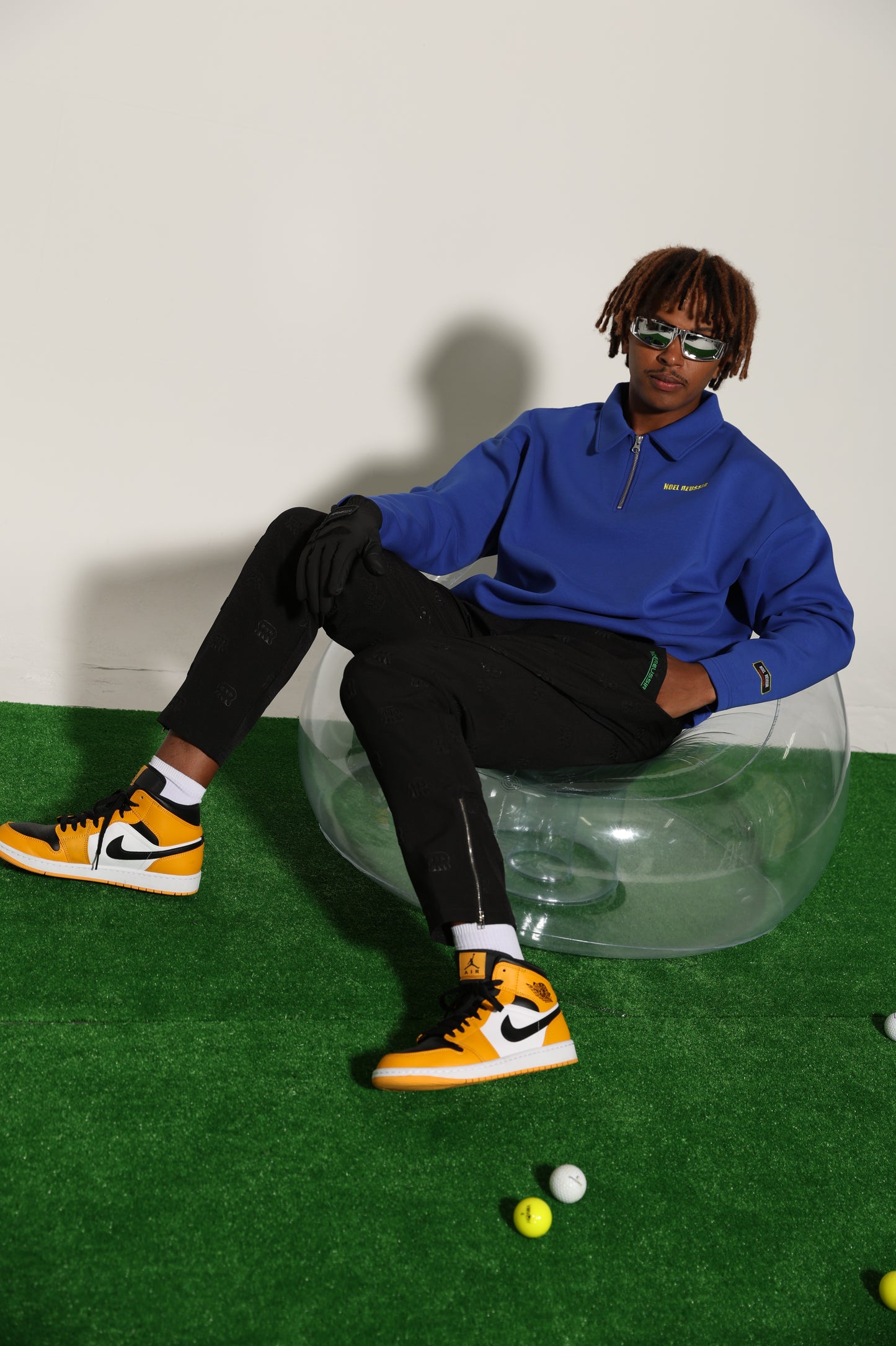 Back Print Half Zip Polo(BLUE)