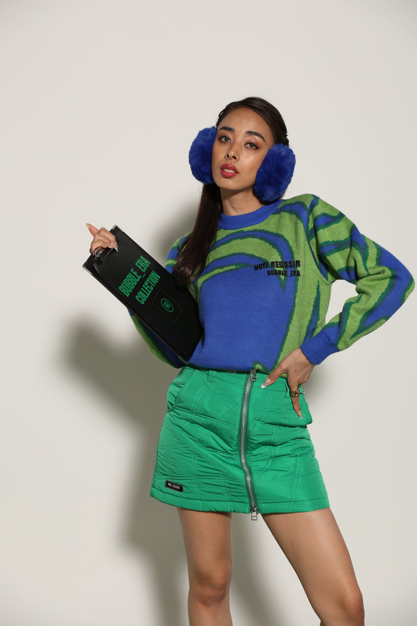 Thermography Mock Neck Knit(GREEN×BLUE)