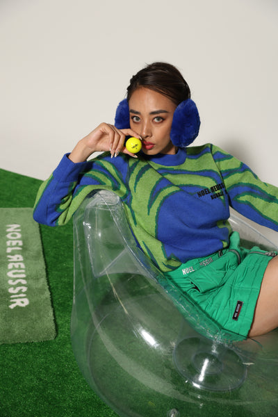 Thermography Mock Neck Knit(GREEN×BLUE)