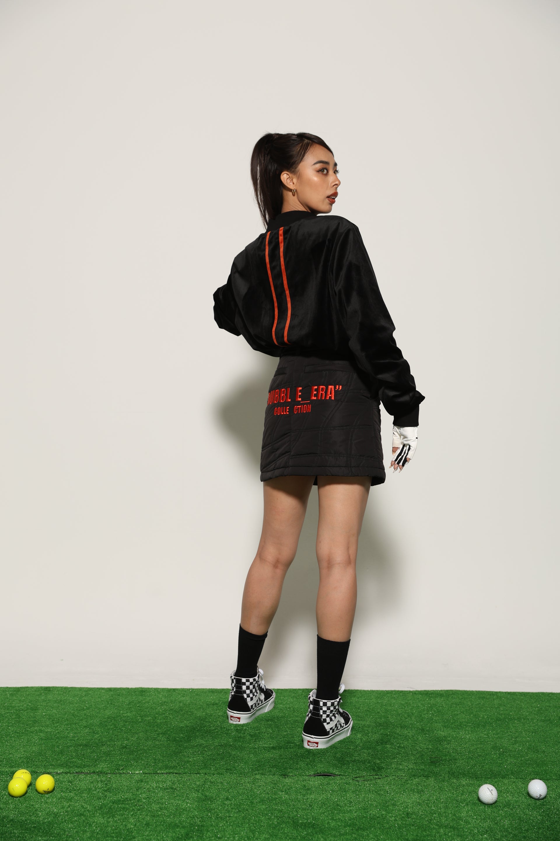 Velour Half Zip Mock Neck(BLACK)