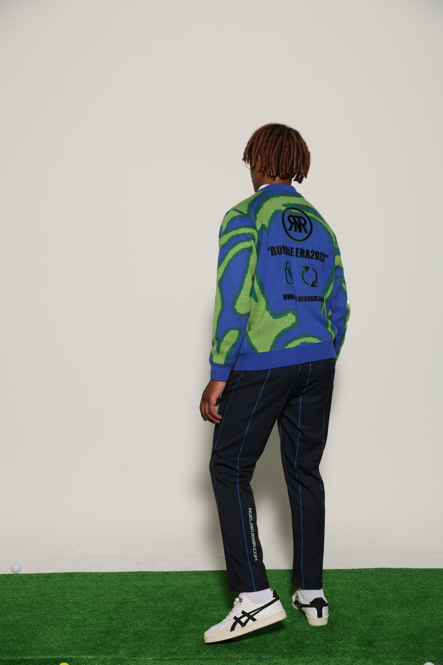Thermography Mock Neck Knit(GREEN×BLUE)