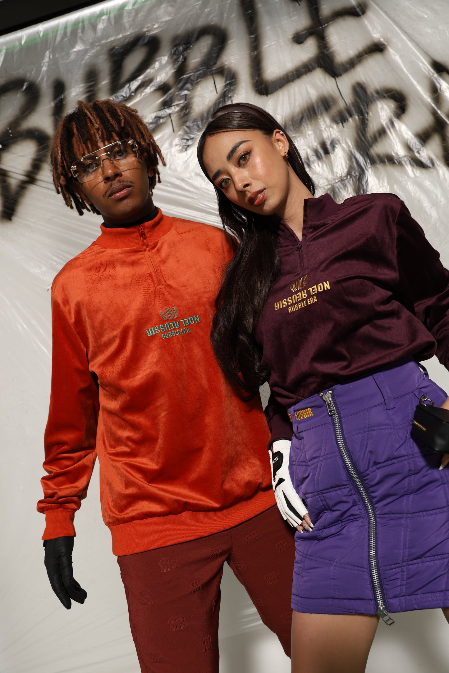 Velour Half Zip Mock Neck(ORANGE)