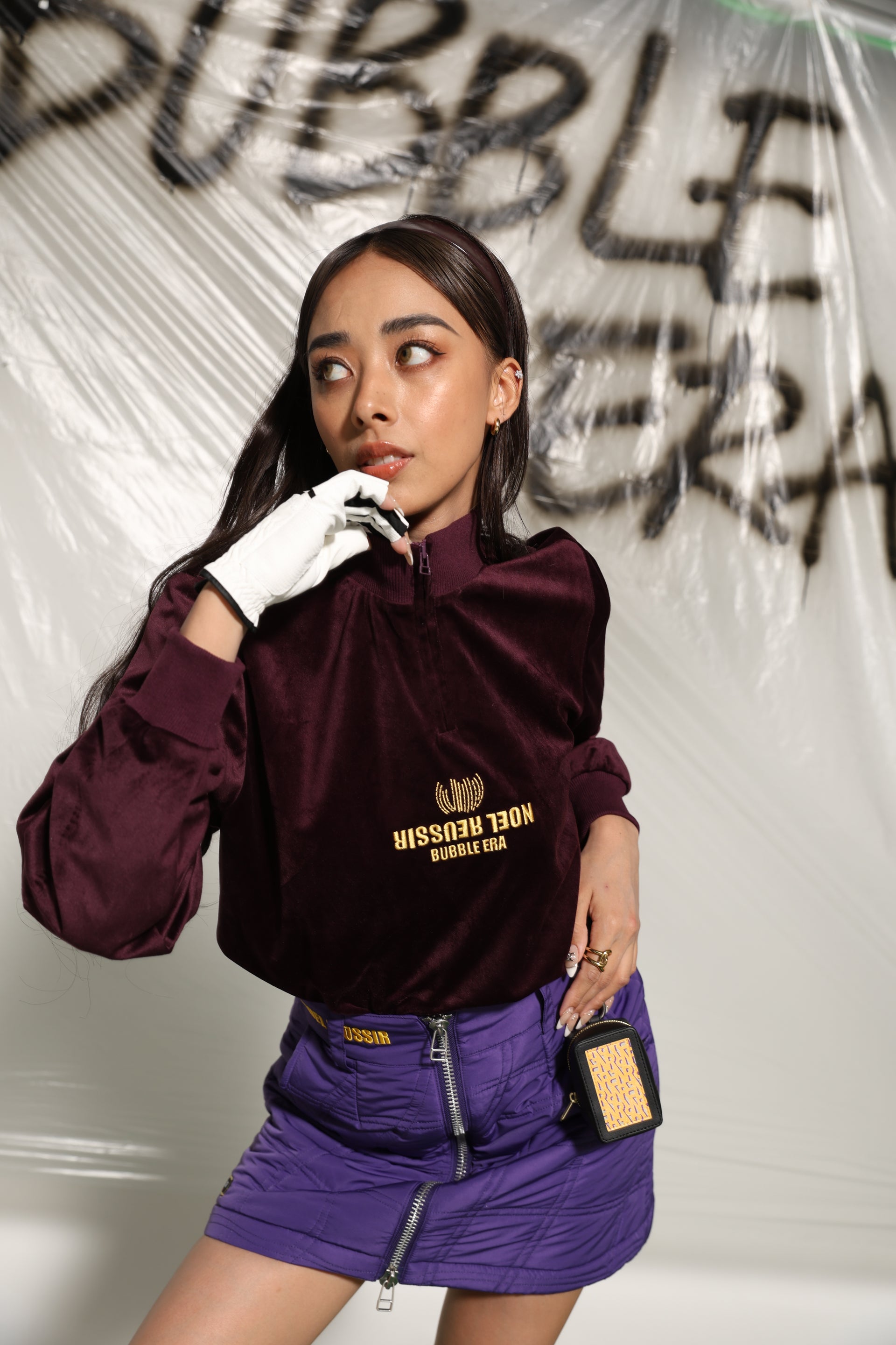 Velour Half Zip Mock Neck(PURPLE)