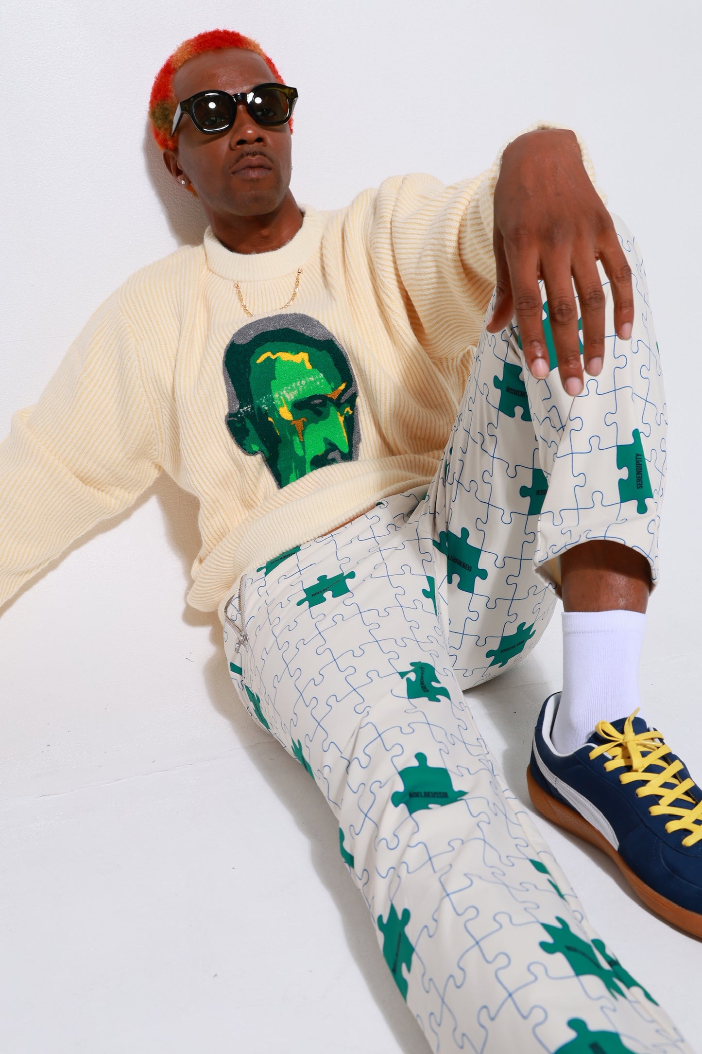 “Puzzle Fleece Lined Long Pants”