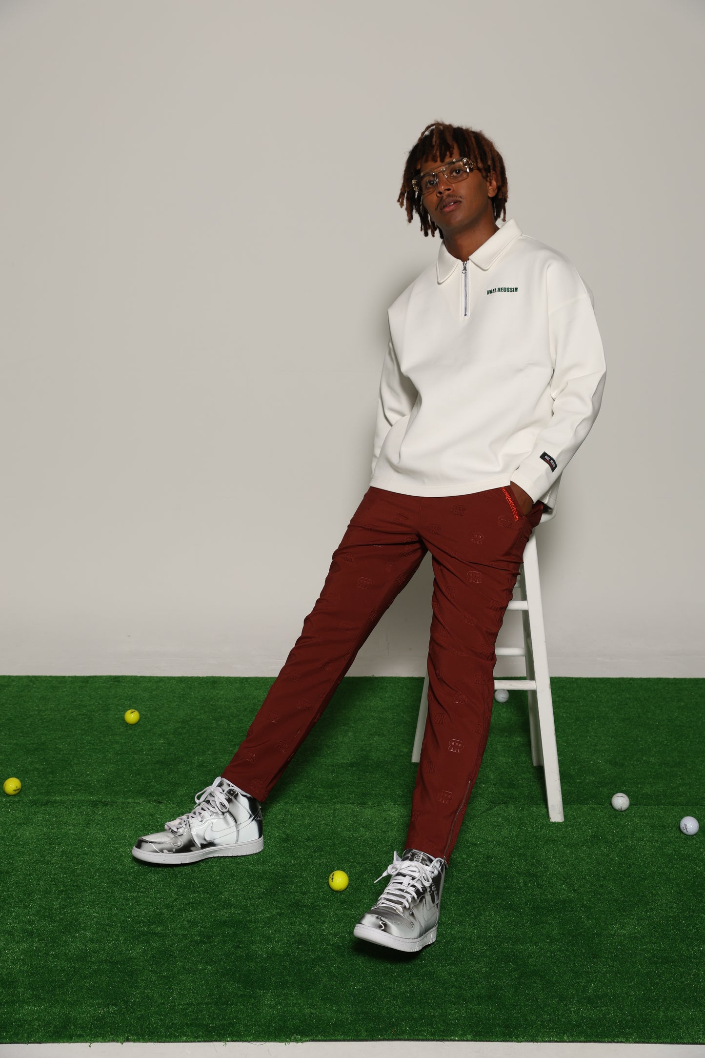 Back Print Half Zip Polo(WHITE)