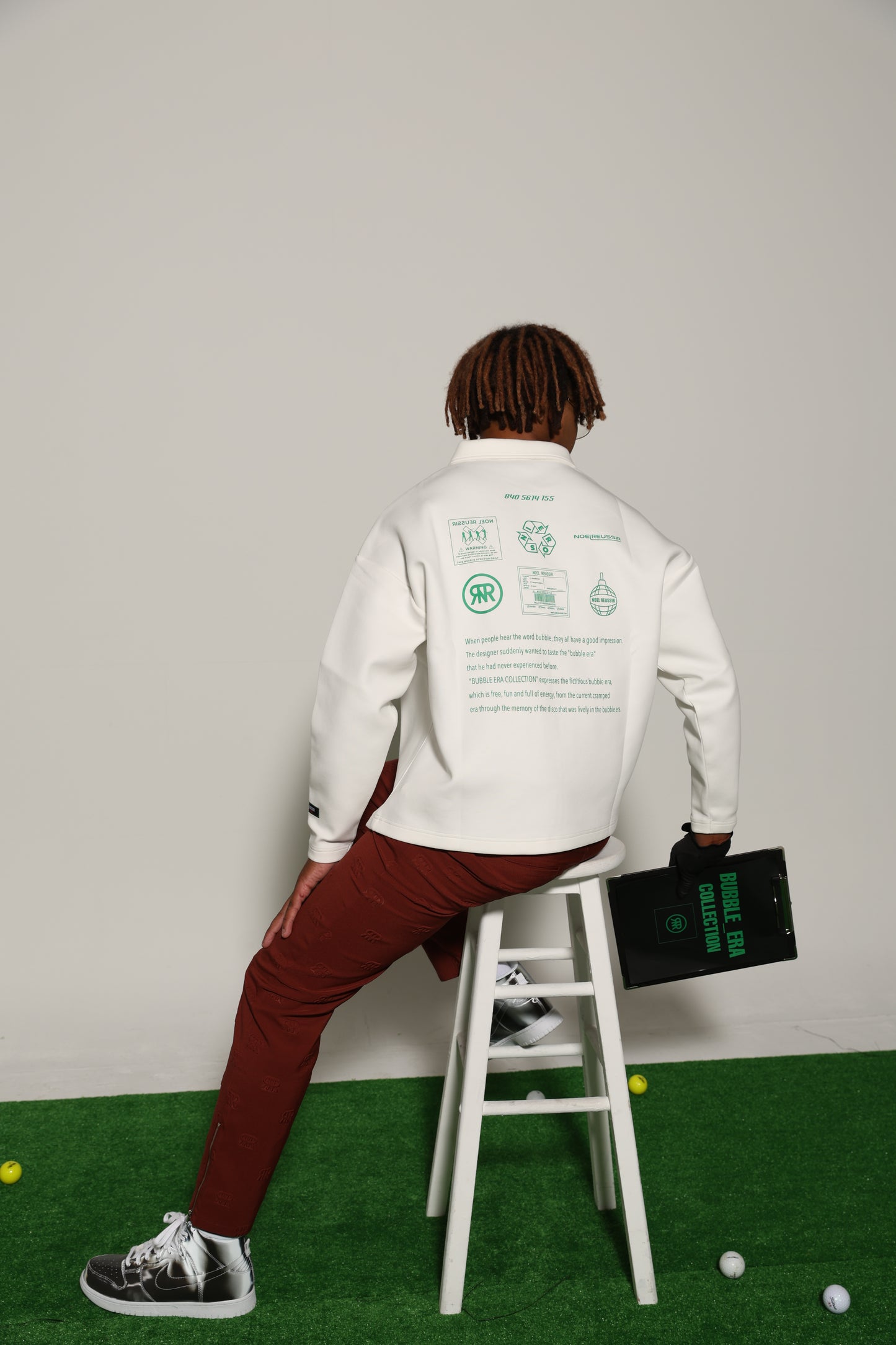 Back Print Half Zip Polo(WHITE)